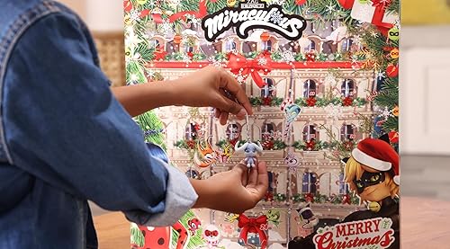 Miniatura 4 de Miraculous Ladybug - Calendario Kwami de Adviento con Kwamis flocado en miniatura y dijes de temporada. Juguetes coleccionables para niños para