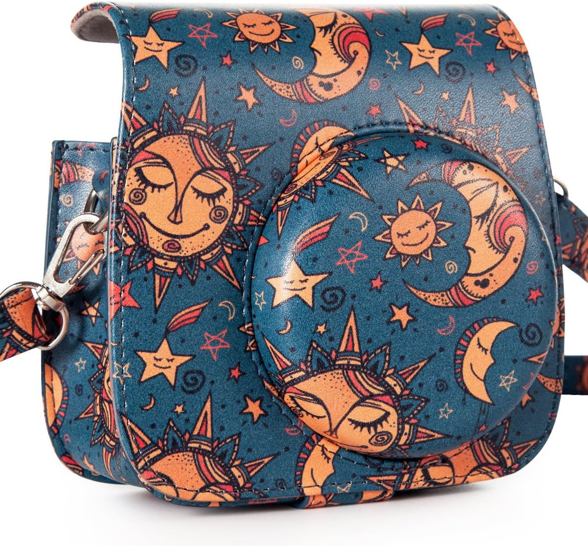 CAIUL Compatible Mini 9 Groovy Camera Case Bag for Fujifilm Instax Mini 8 8+ 9 Camera - Sun Moon Stars
