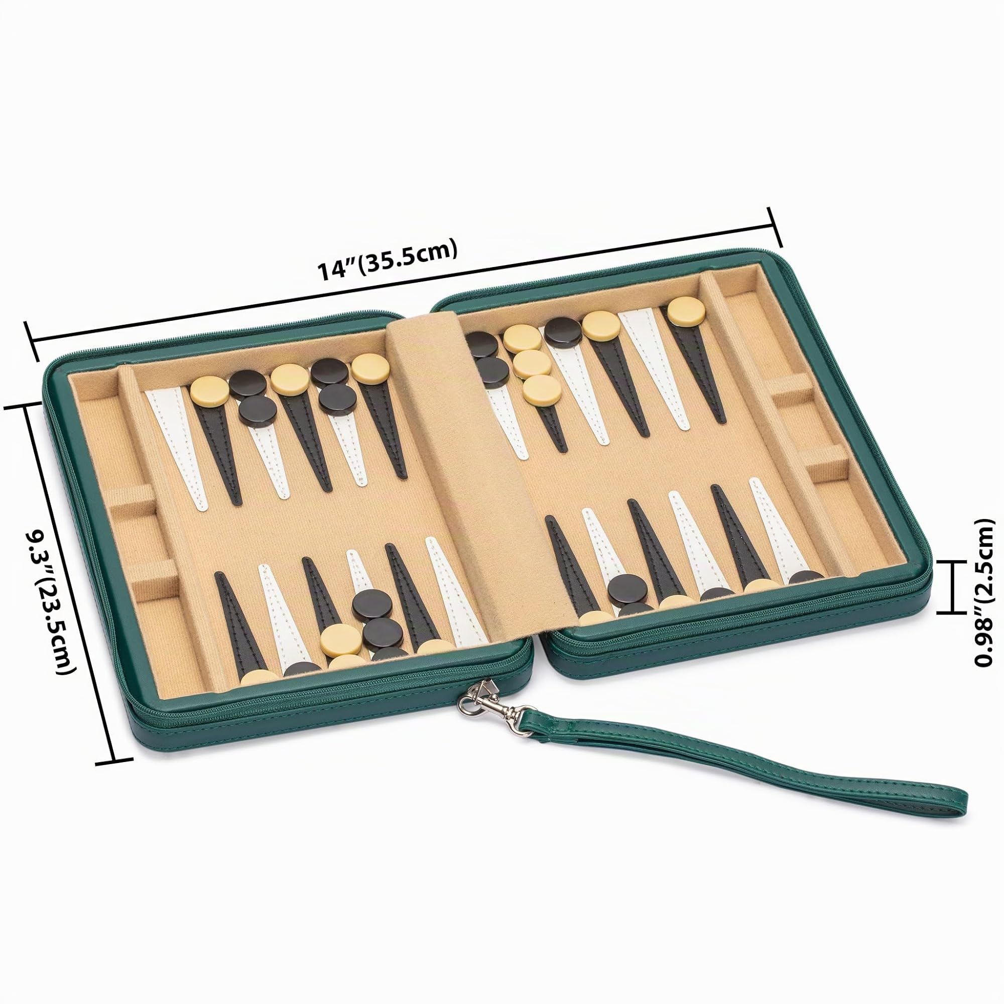 Yellow Mountain Imports Juego de Backgammon Mini de Tamaño de Viaje, Izmir - Imanes en Las Fichas y Tablero de 23,5 centimetros