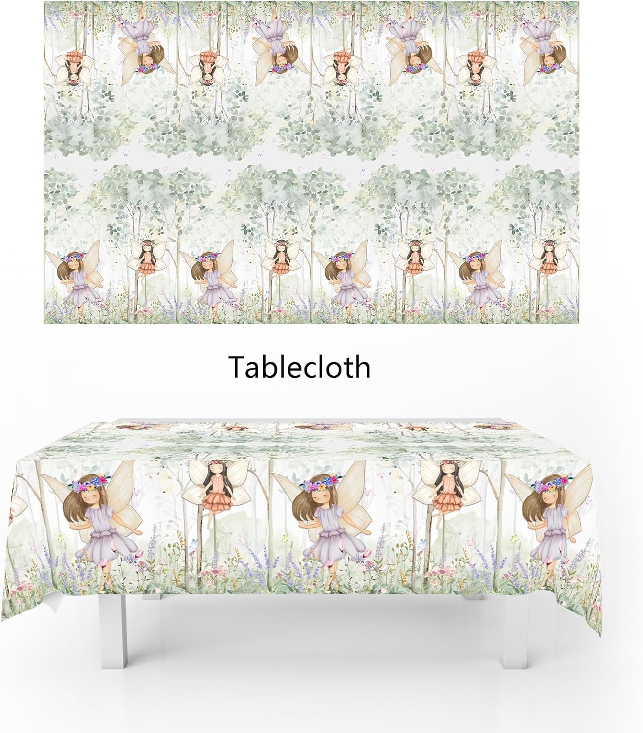 142Pcs Fairy Themed Birthday Party Supplies Include Fairy Plates-Cups-Napkins-Forks-Knives-Tablecloth for Kids Birthday Party Decorations