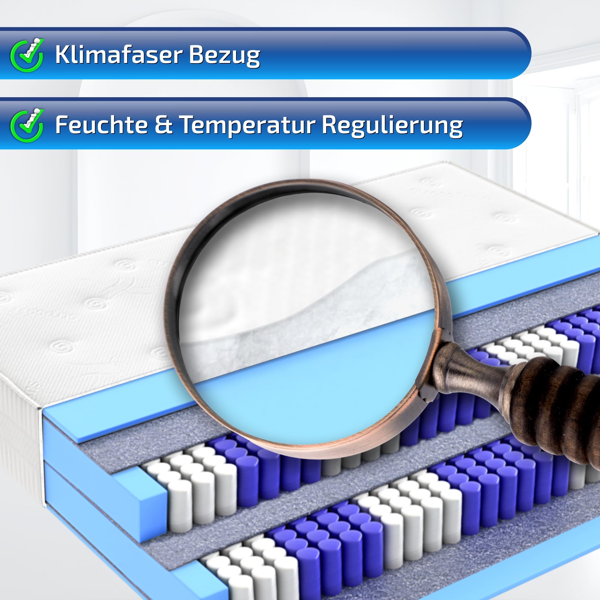 Matratzen Perfekt Boxspringmatratze Terra Med Box² 90x200 H5 33 cm | 7-Zonen 766 Doppelfederkerne integrierte Topperfunktion Bezug abnehmbar waschbar 60 Grad belastbar bis 140 kg