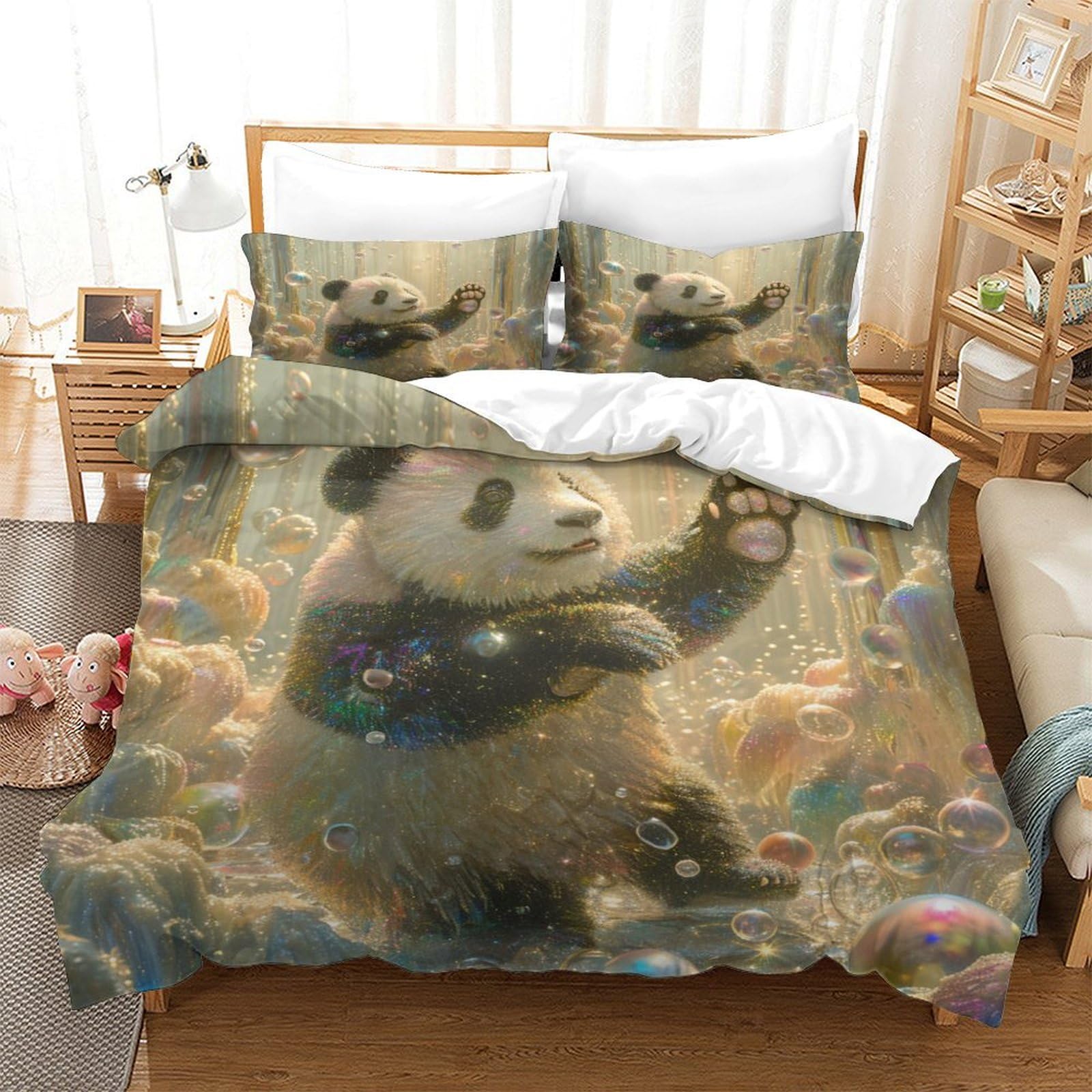 Housse de couette panda 3D en microfibre respirante pour un cocon de douceur au quotidien