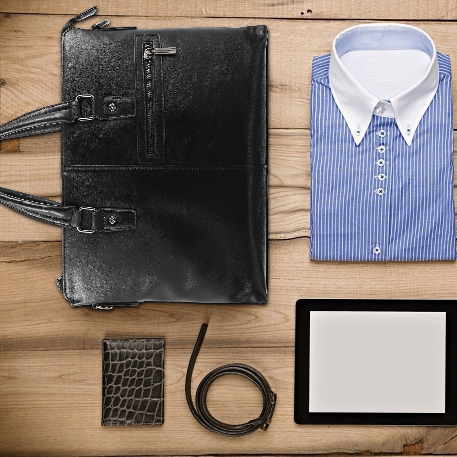 Borsa per Laptop da Lavoro Grande, in Pu Nero