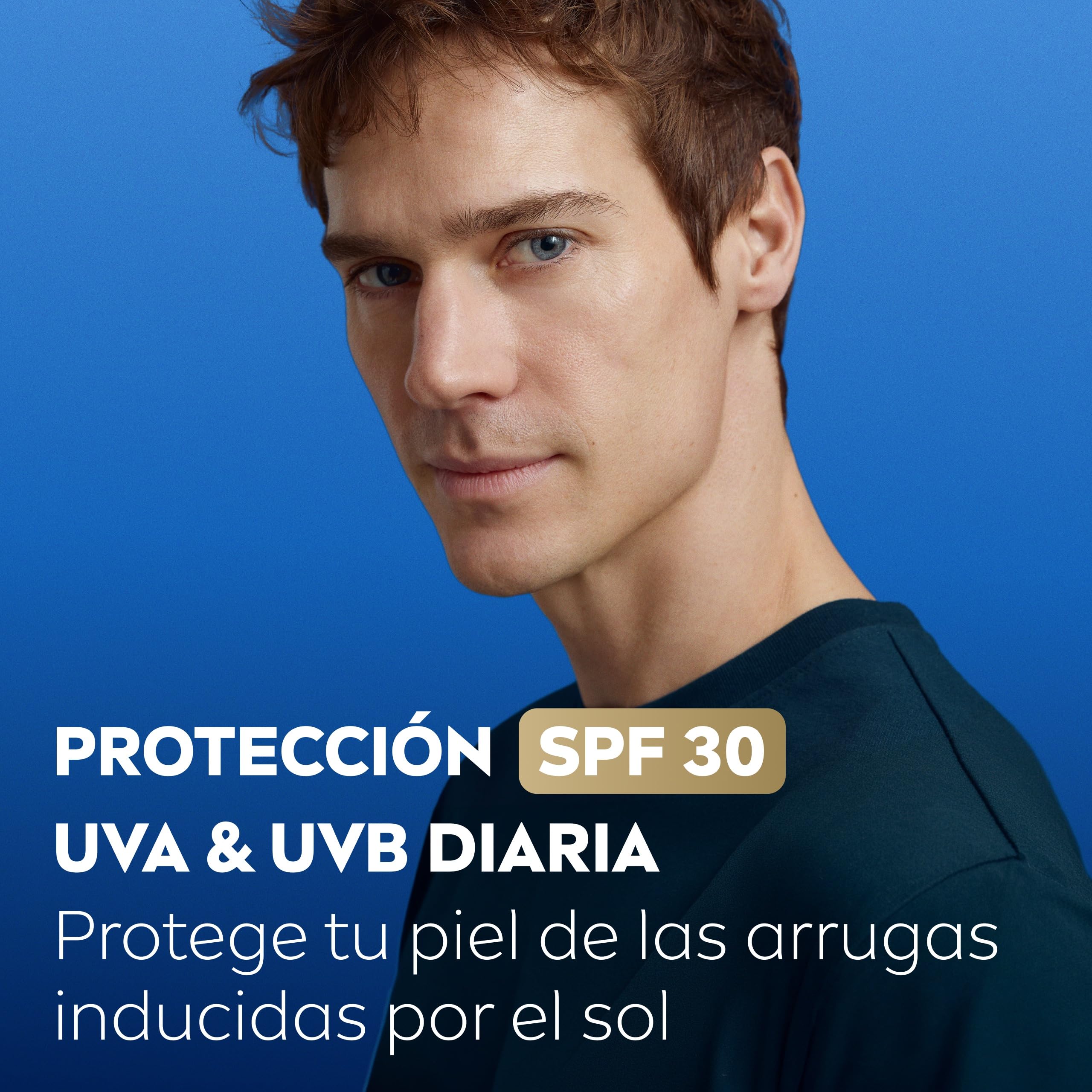NIVEA MEN Hyaluron Crema Hidratante Antiedad FP30 50 ml - Cuidado Facial para Hombre - Ácido Hialurónico y Coenzima Q10 - Estimula la Producción de Colágeno - 48 h Hidratación - Todo Tipo de Piel