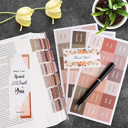Miniatura 4 de Pestañas de la Biblia en tono tierra, pestañas de la Biblia laminadas con impresión grande para mujeres y hombres, fáciles de leer, fáciles de