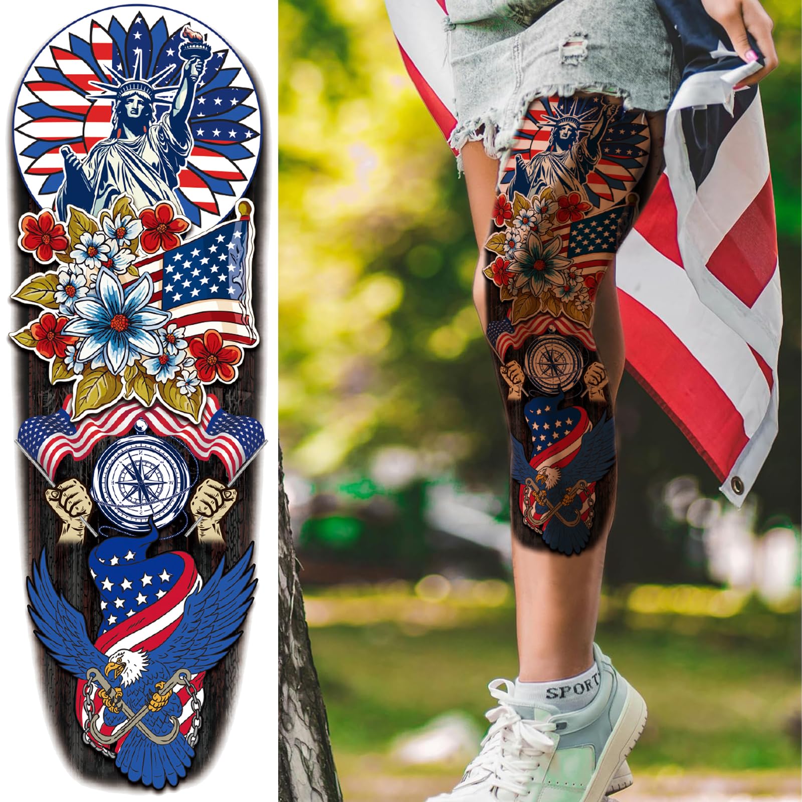 Amazon.com : USA 4th of July Temporary Tattoo Sleeves Sticker 6