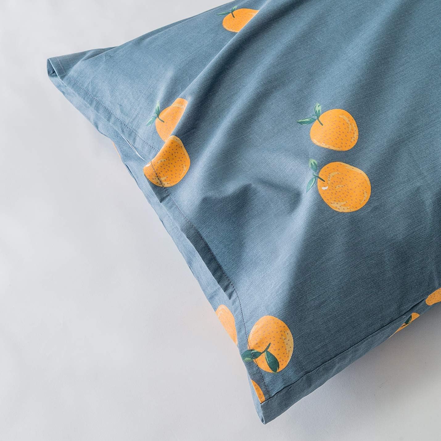 80% оƒƒ Dіѕсоunt SUSYBAO 3 Pieces Duvet Cover Set 100% Cotton Denim Blue King Size Bedding Cover Set 1 Orange Tangerine Print Duvet Cover with Zipper Ties 2 Pillowcases Fruit Pattern Luxury Quality Soft Breathable