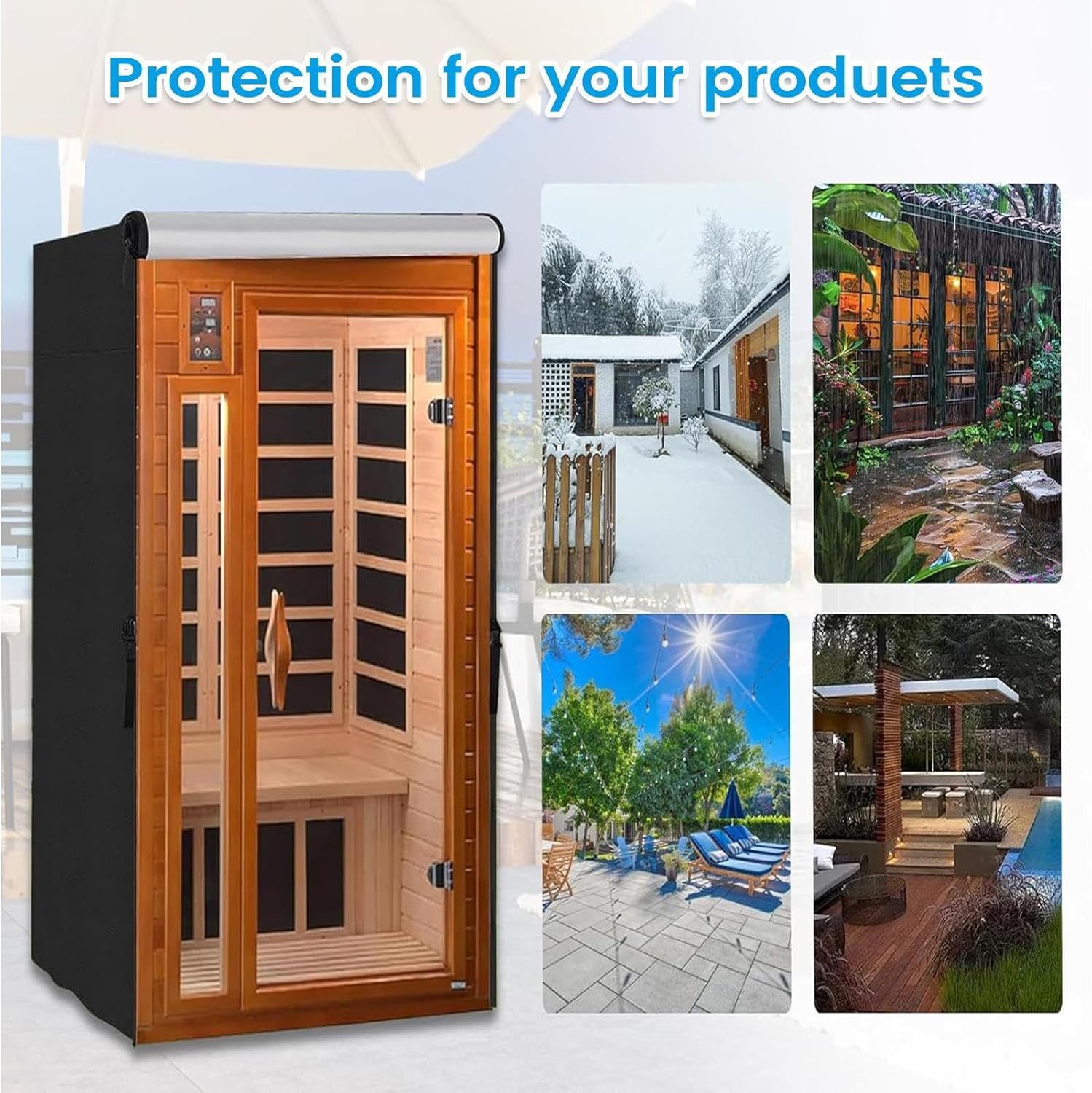 屋外用サウナカバー - 耐候性 携帯可能 保護 | アウトドア サウナ 保護 カバー,休暇・庭・パティオ・プールサイド・中庭・公園・