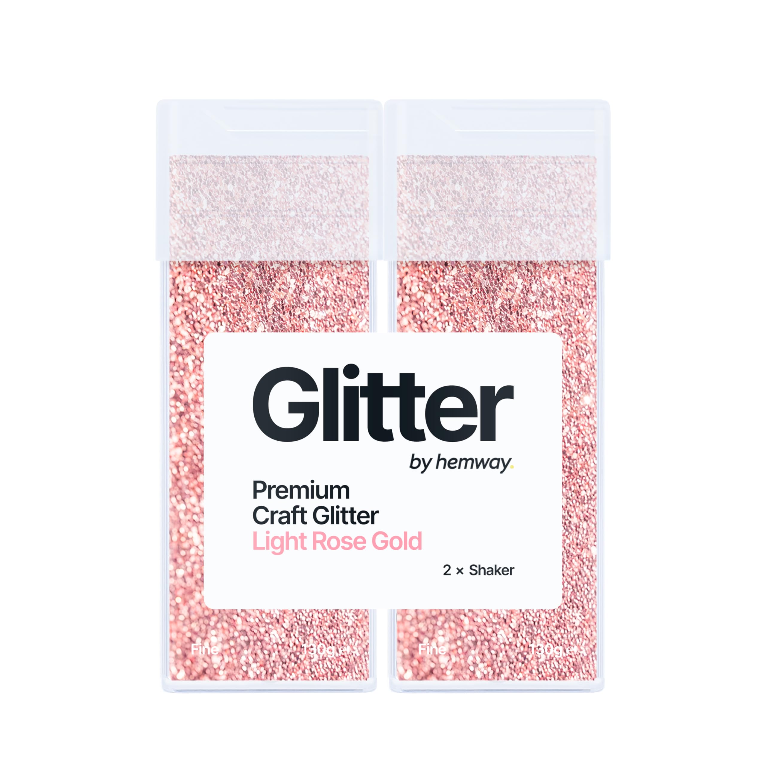 Hemway Glitter Shaker Light Rose Gold 130g x2 Pack Fine, Craft Glitter Shakers for Resin & Epoxy Crafts