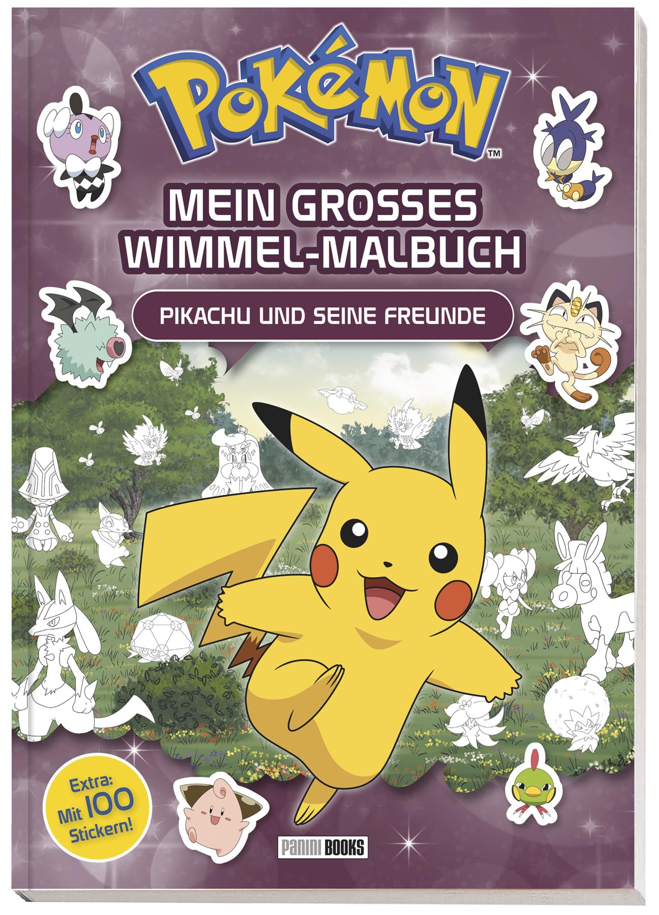 Pokémon: Mein großes Wimmel-Malbuch - Pikachu und seine Freunde: Extra: mit 100 Stickern!