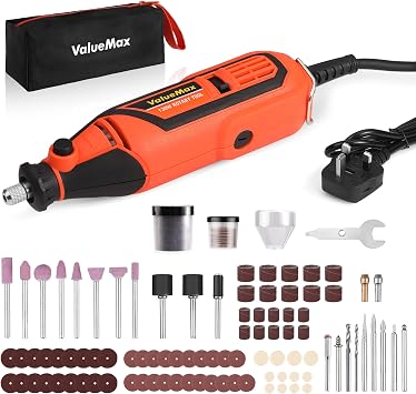 ValueMax 130 W Rotary Tool Kit, 119 Piece Accessories with Variable Speed | 35,000 RPM Variable Speed, Easy Bit Changing for DIY Projects, Engraving, Cutting, Sanding, Polishing