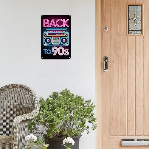 Miniatura 3 de Letrero de metal retro con texto en inglés «Back to 90s» con texto en inglés «Back to 90s», diseño estético para jardín, patio, bar, porche, hogar,