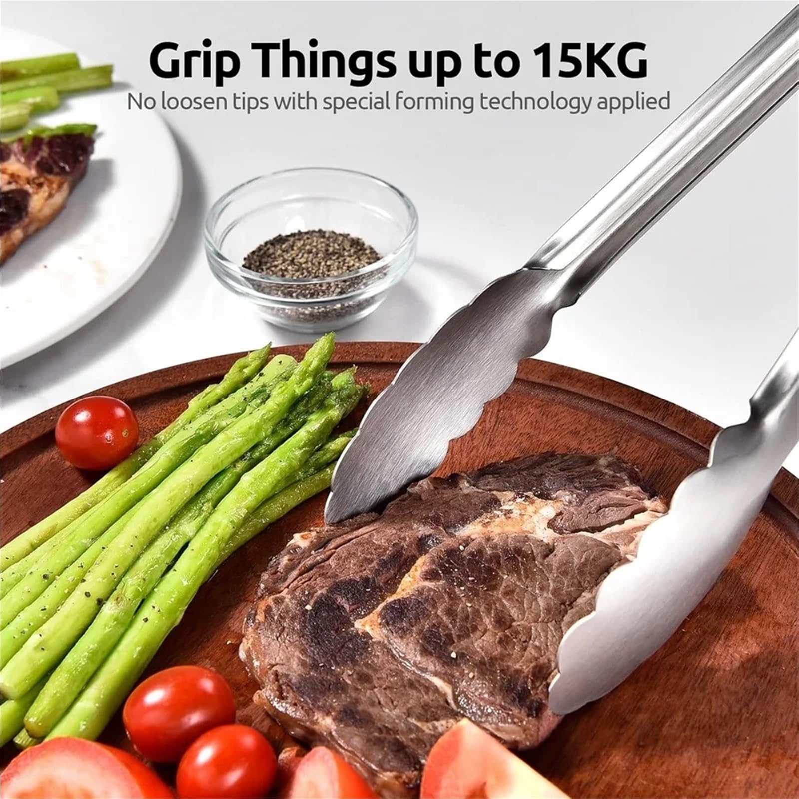 2 teile/satz Lebensmittel Zange Edelstahl BBQ Zangen Küche Kochen Silikon Salat Brot Nicht-stick