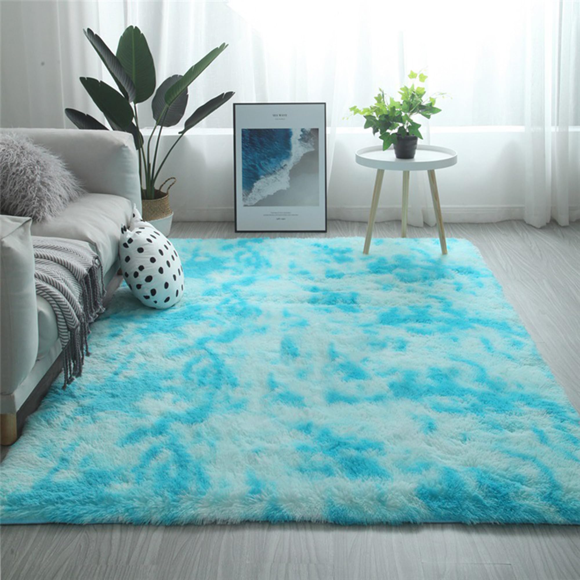 Tapis de salon lavable qui ne perd pas ses poils pour sol glissant