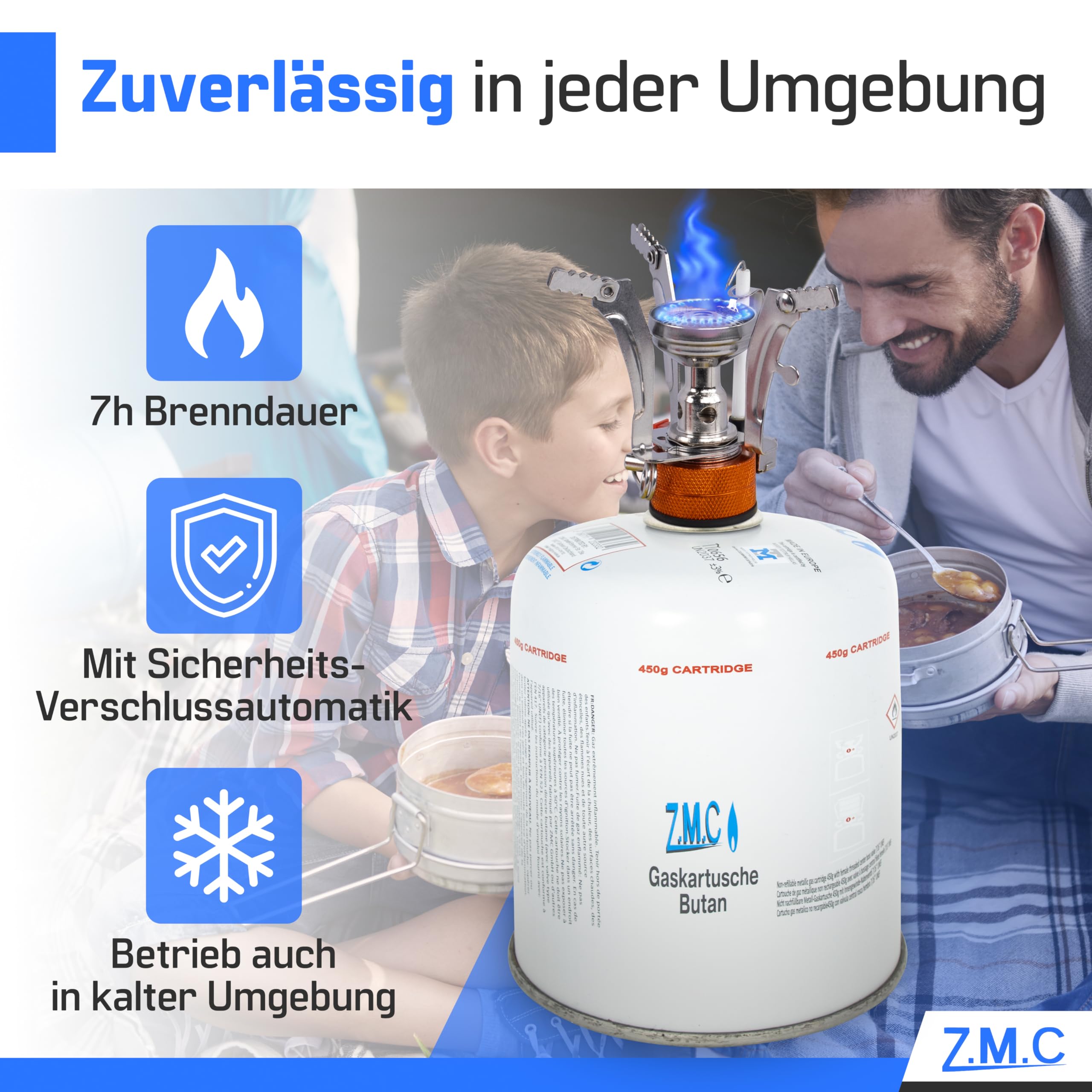 Z.M.C 9X Gaskartuschen 450g Propan Butan Schraubkartusche Eurogewinde | 900ml EN417 für Campingkocher, Unkrautbrenner, Gasgrill, Lötbrenner & Abflammgerät – kältebeständig