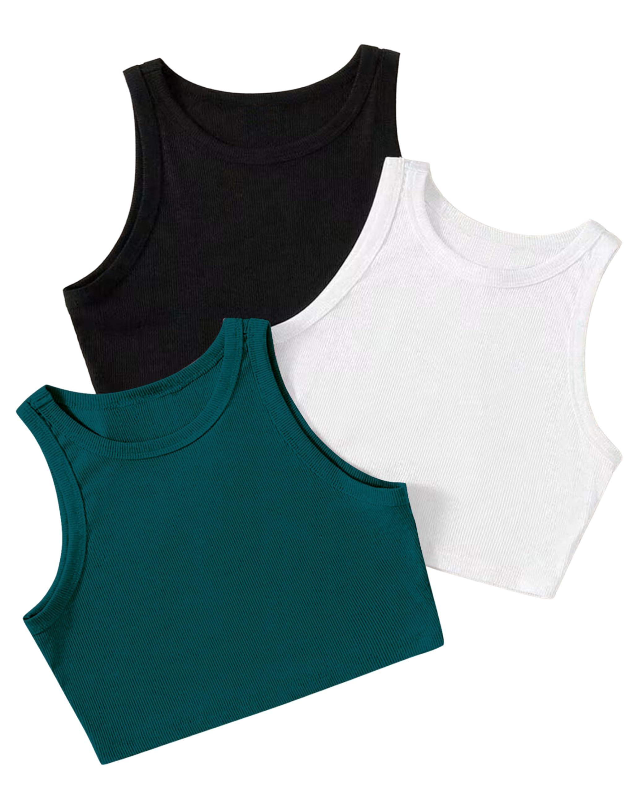 berry bird (Pack of 3) Stylish Sleeveless Round Neck Ribbed Tank Tops for Women and Western Crop Top-picture-13