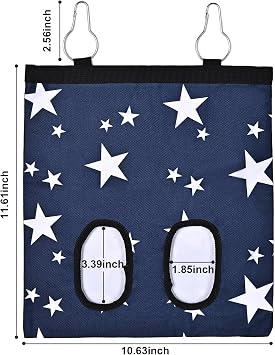Upgraded Rabbits Hay Feeder Bag for Bunny, Guinea Pigs, Chinchillas - Hanging Washable 2-Hole Hay Dispenser with 600D Oxford Fabric, Small Animal Cage Accessories (Blue Star and Blue Daisy)