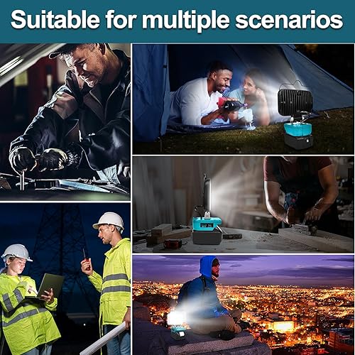 Miniatura 7 de Luz de trabajo LED inalámbrica para batería Makita LXT de 18 V, linterna mejorada para Makita BL1850 con puerto de carga USB&PD18W tipo C para