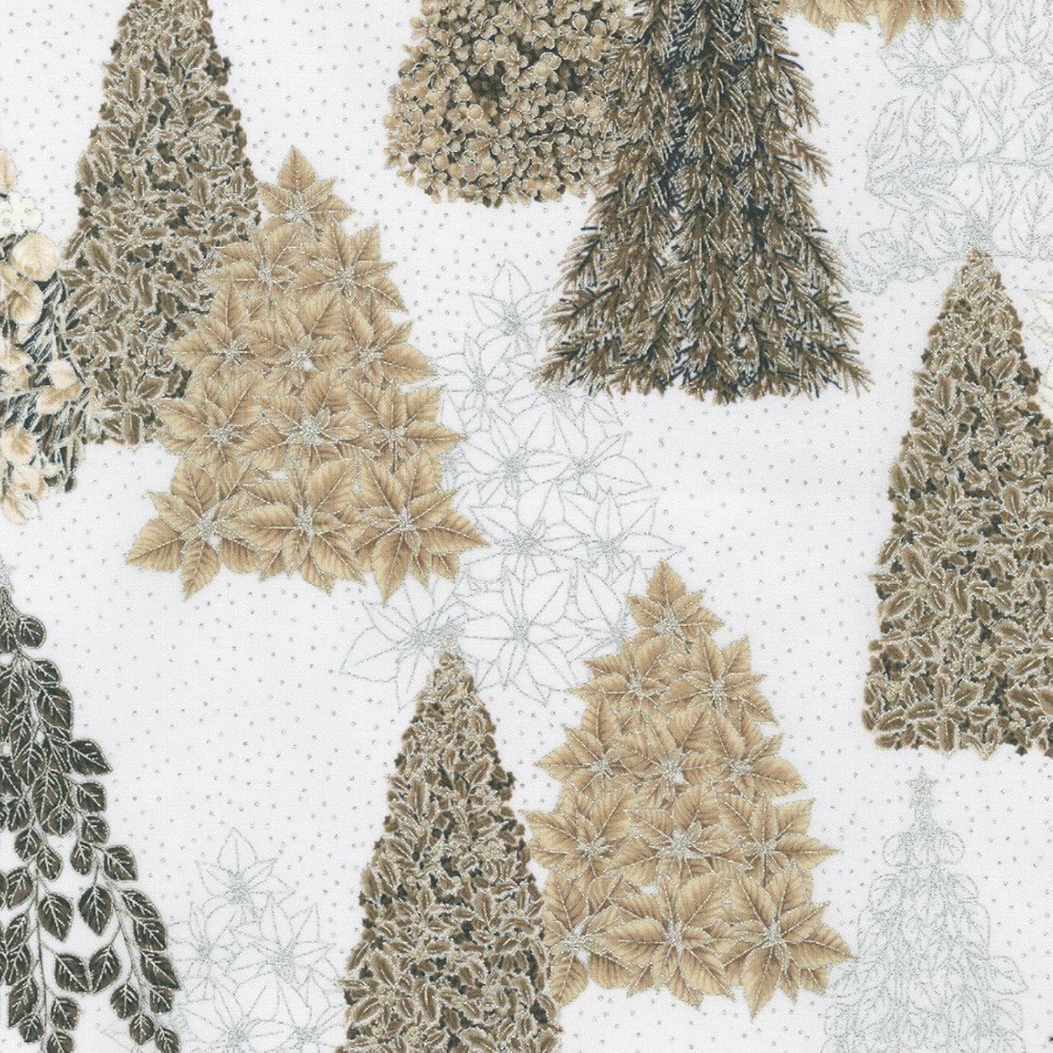Robert Kaufman Holiday Flourish - Snow Flower SRKM 21598 303 Blanc Trees Fabric