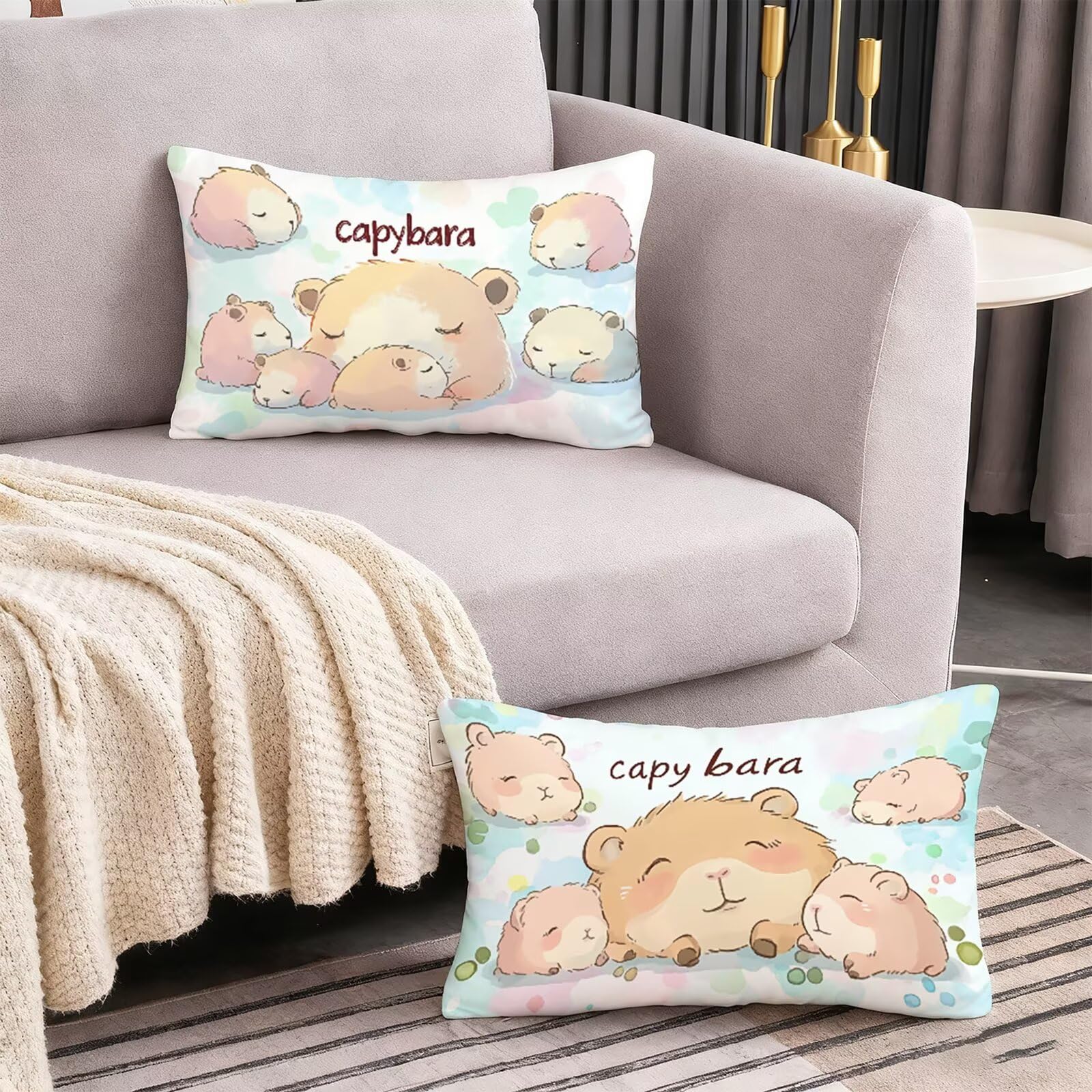 Wasserschwein Aksamitna poszewka na poduszkę, 70 x 90 cm, do użytku na zewnątrz, wodoodporna poszewka na poduszkę, z zamkiem błyskawicznym z mikrofibry, modna, puszysta, miękka, dekoracja na sofę