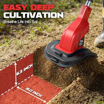 Cordless Tiller Cultivator Compatible with Milwaukee 18V Battery, Ecarke 450RPM Brushless Garden Rototiller,48 Steel Tines, 9W6.3D,Foldable Soil Tilling Tool for Garden Lawn Landscaping (Tool Only)