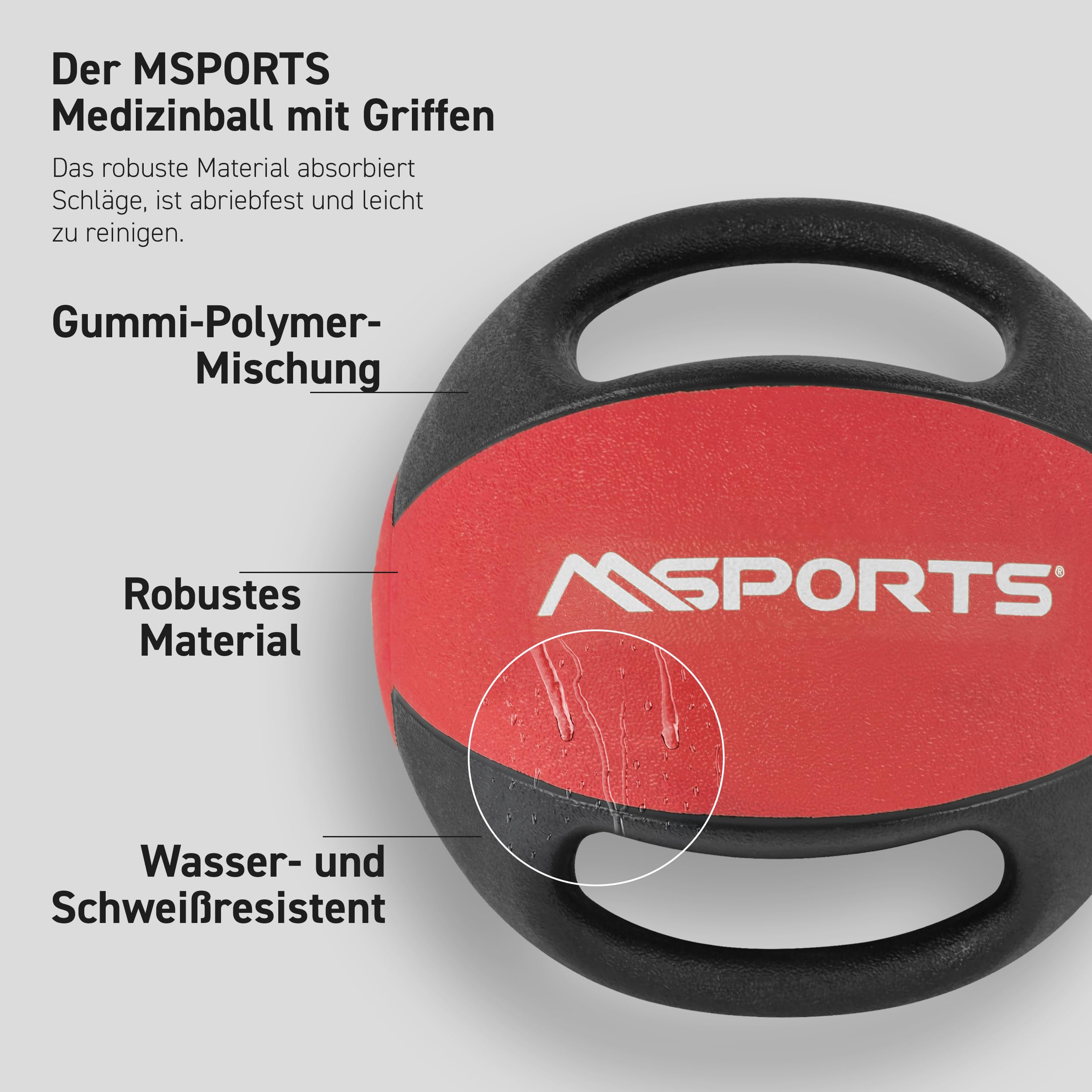 MSPORTS Medizinball Premium mit Griffe 1 – 10 kg – Professionelle Studio-Qualität Gymnastikbälle