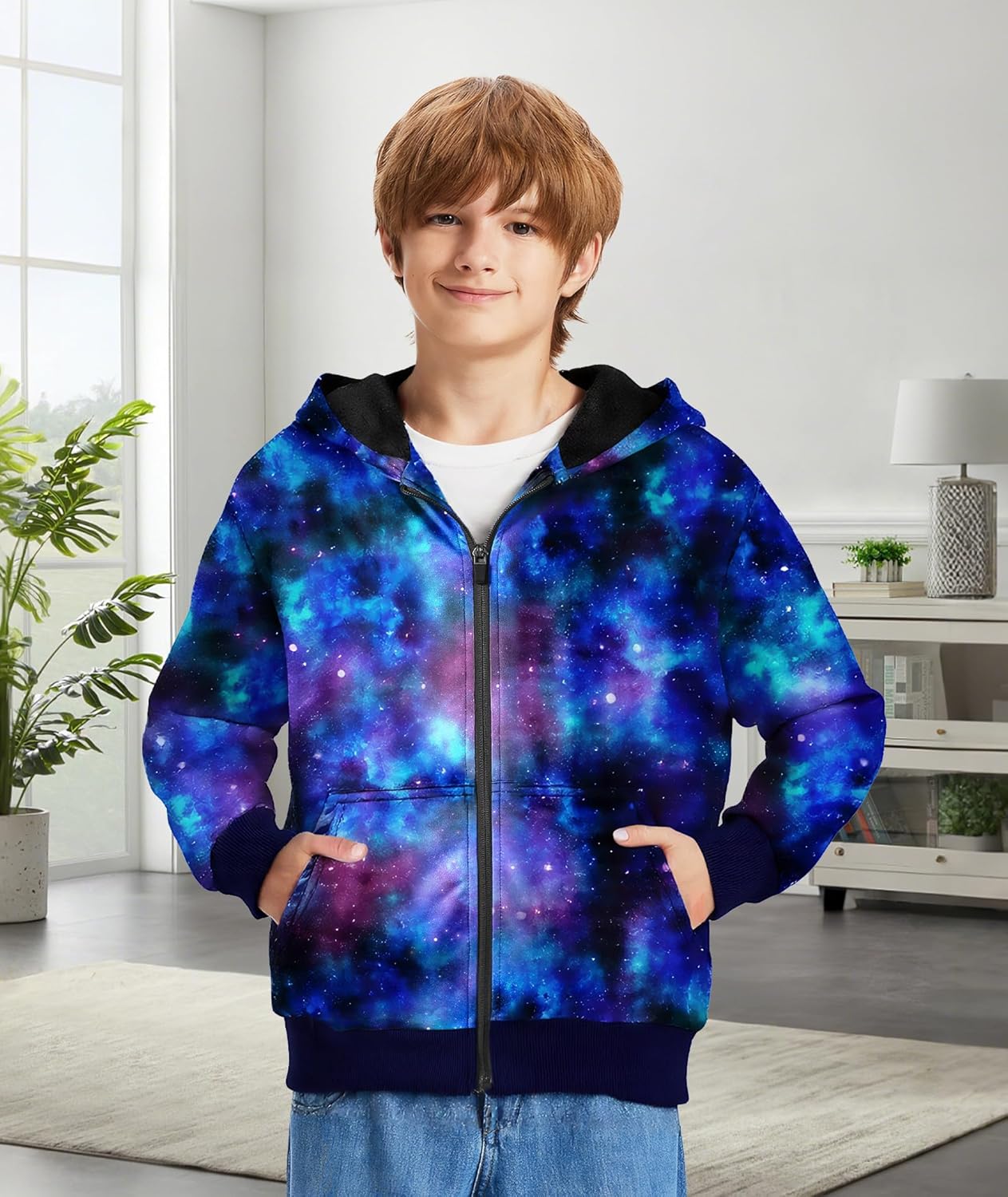 JACKETOWN Boys Zip Up Hoodies Kids Fleece Jacket Long Sleeve Sherpa Lined Sweatshirt Warm Winter Coats Outwear 6-15 Years - Image 2