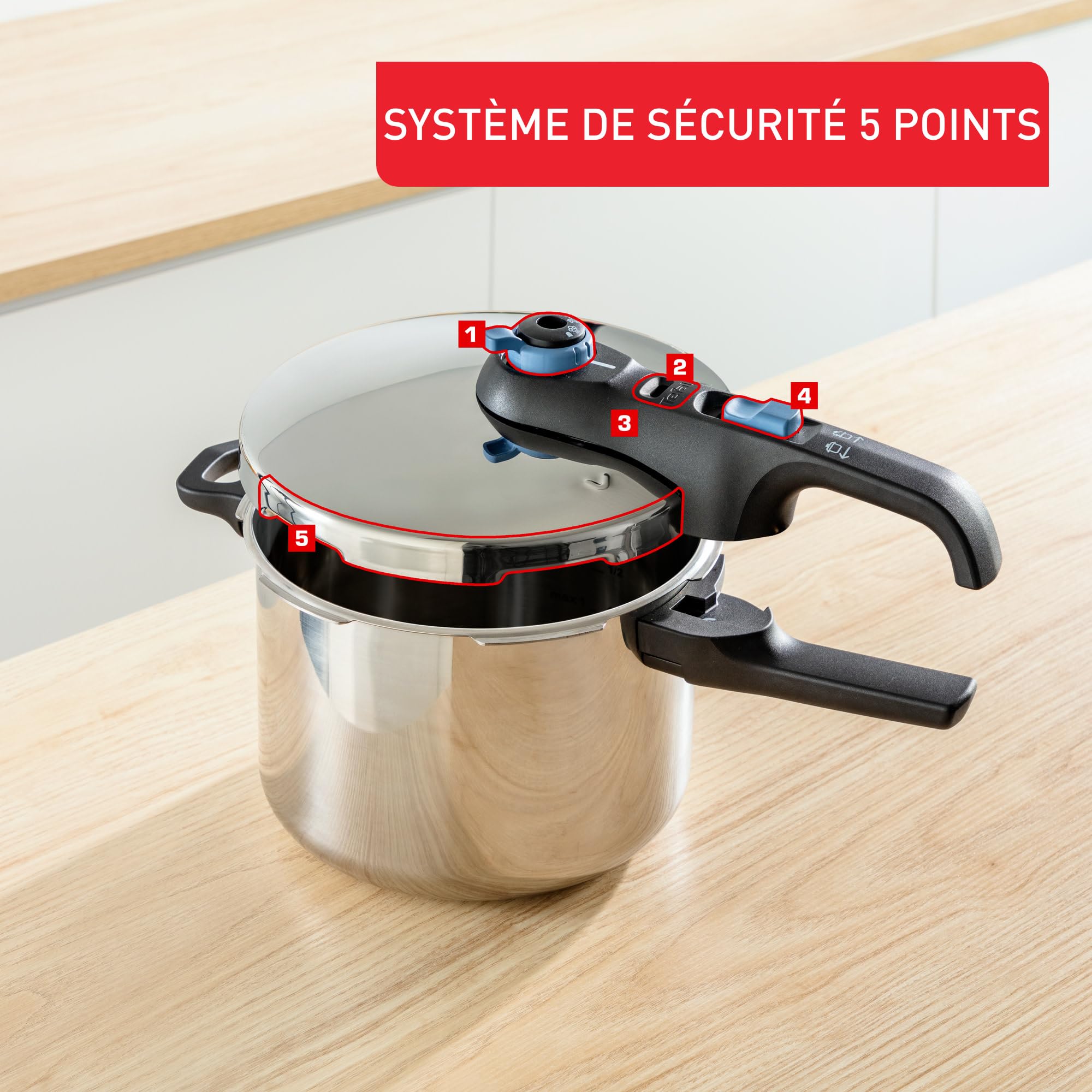 Tefal Secure Trendy Cocotte-minute 2 cuves 4et 6L, Cuisson rapide, 2 programmes, Sûr, Compatible induction P2584301
