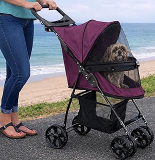 Pet Gear No-Zip Happy Trails Lite Pet Stroller, Dark Raspberry