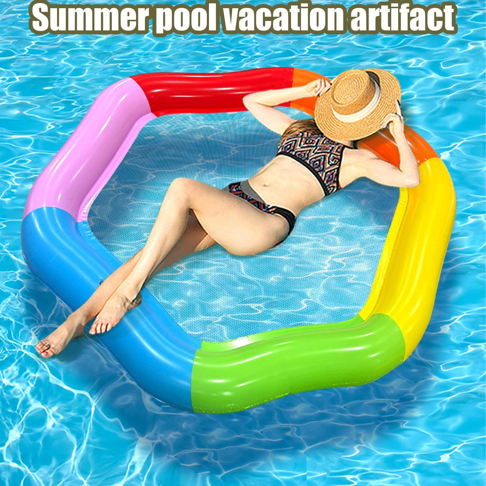 Tumbona Flotante Hinchable para Piscina, Tumbona Flotante, Ideal para el Ocio en la Playa.