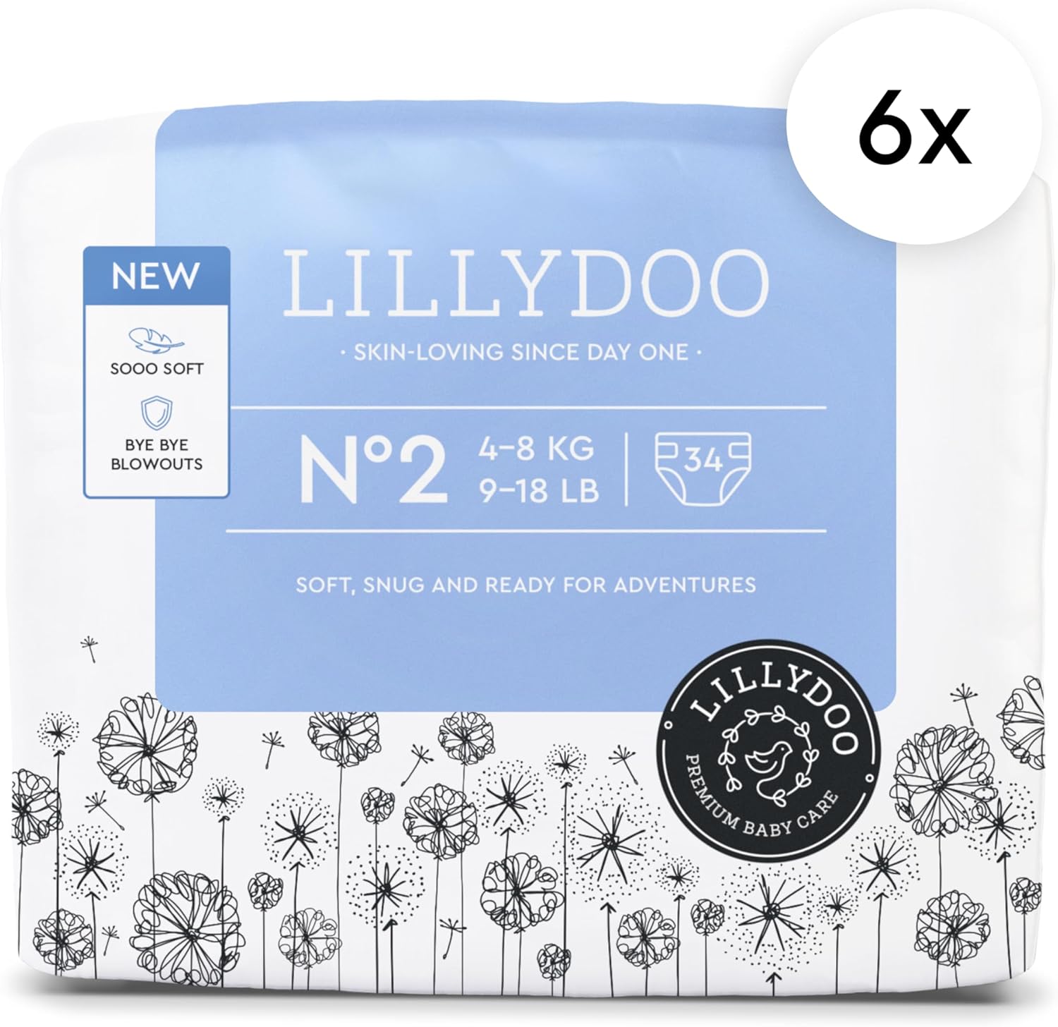 Baby Diapers - Size 2 (9-18 lbs), Monthly Supply (204 Count), Leak Protection, Skin-Friendly, Ultrasoft, Perfume- & Chlorine-Free, Hypoallergenic, Dermatologist Tested, Oeko-TEX® 2 204.0 image 2 of 10 B0F38QQYP8