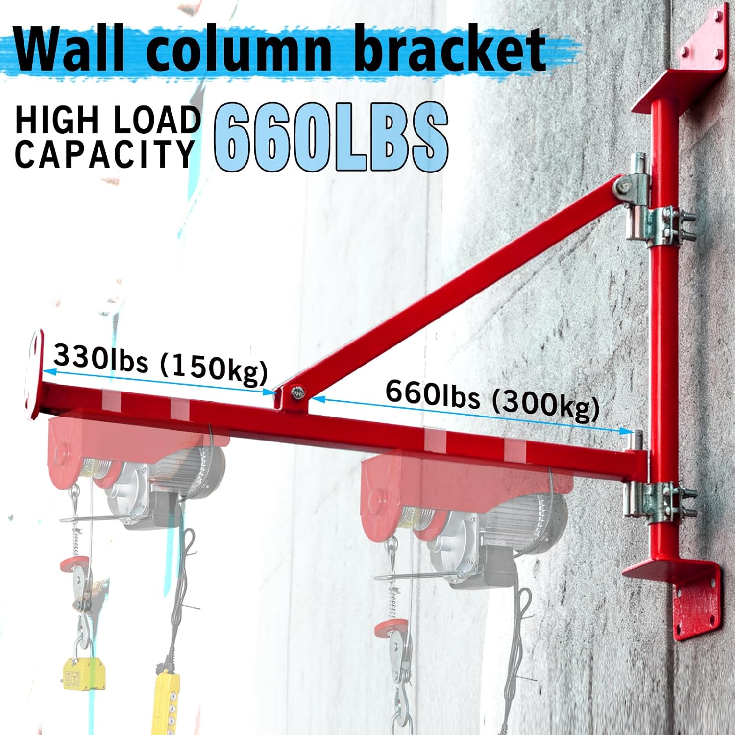 Wall Mount Jib Crane, Electric Scaffolding Lift, wall Mounted Hoist Support arm 180-Degree Rotatable, Electric Hoist Holder Swing Arm,Widely Used in Decoration, Installation, Moving