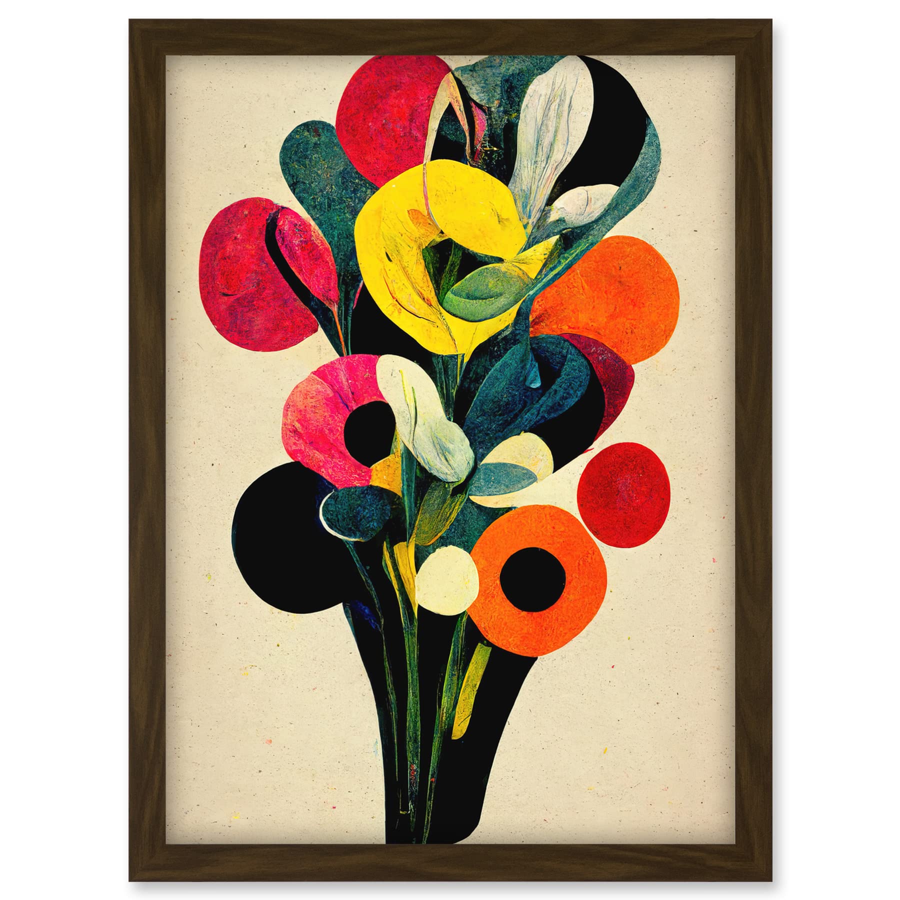 Doppelganger33 LTD Kandinsky Inspired Abstract Multicolour Flower Bouquet Artwork Framed A3 Wall Art Print