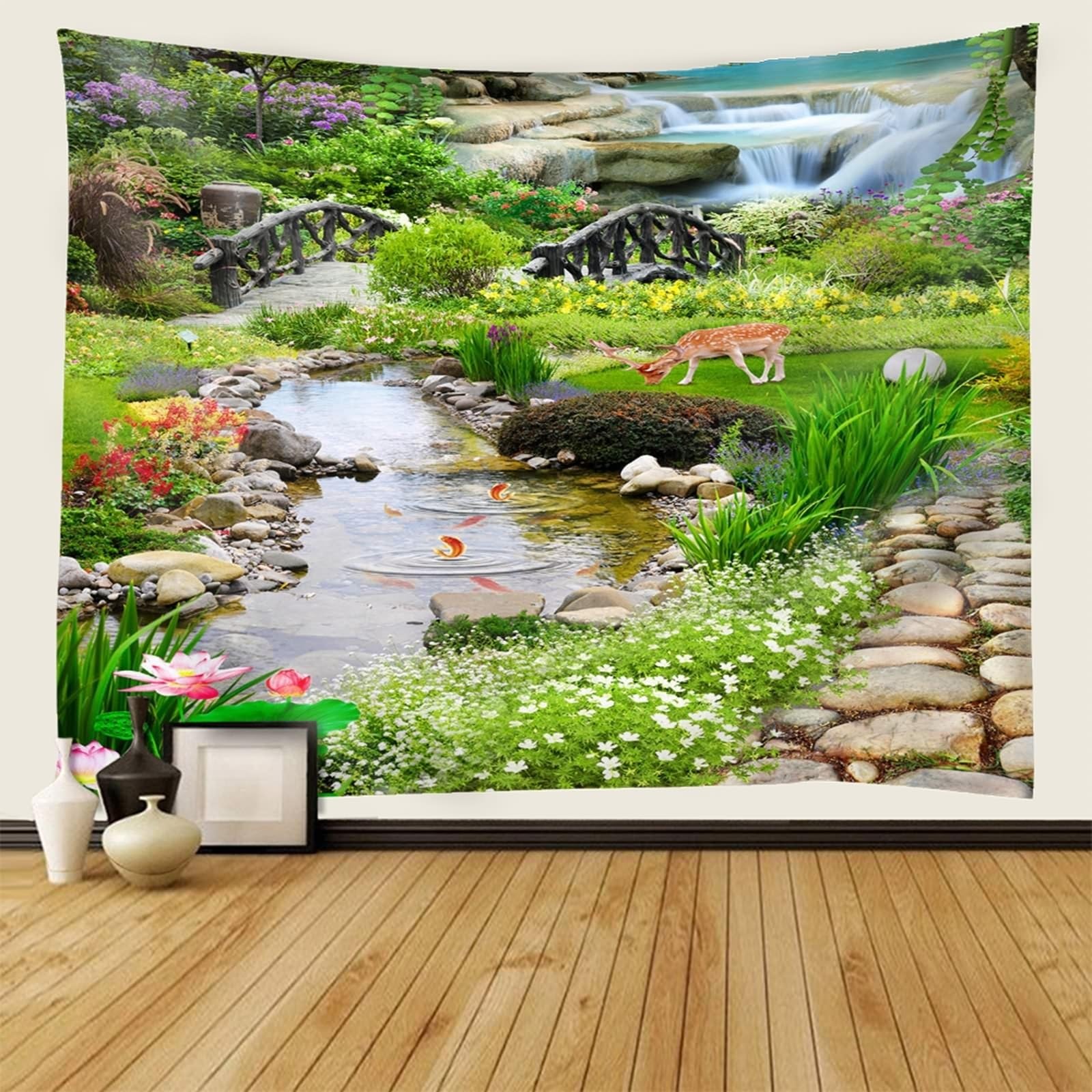 Tapiz de tela para decoración de pared, naturaleza, montaña, bosque, fantasía, multicolor, microfibra, 78.7 pulgadas de ancho x 78.7 pulgadas de alto (200 x 200 cm)