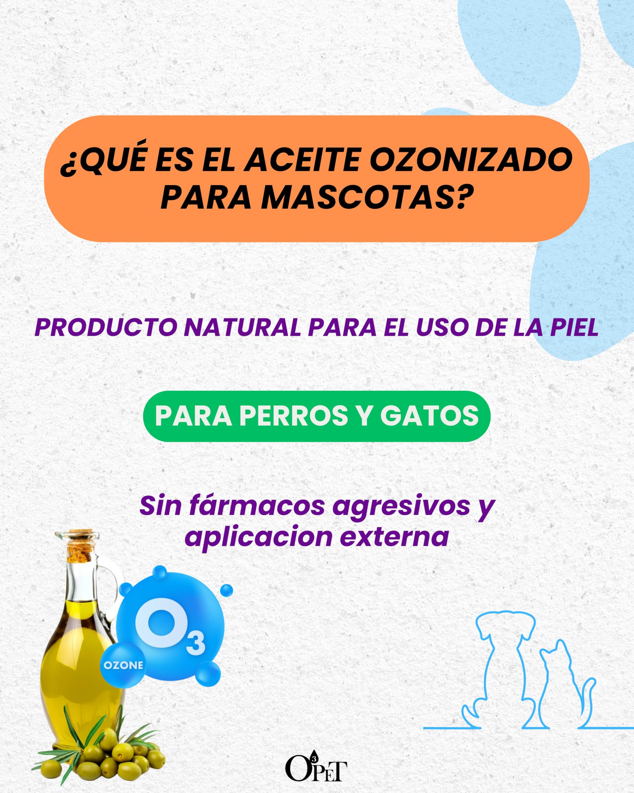 Aceite Ozonizado IP1200 Perros Gatos - Máxima Concentración Profesional - Casos Difíciles Resistentes - Ultra Potente Natural Sin Químicos - 30ml