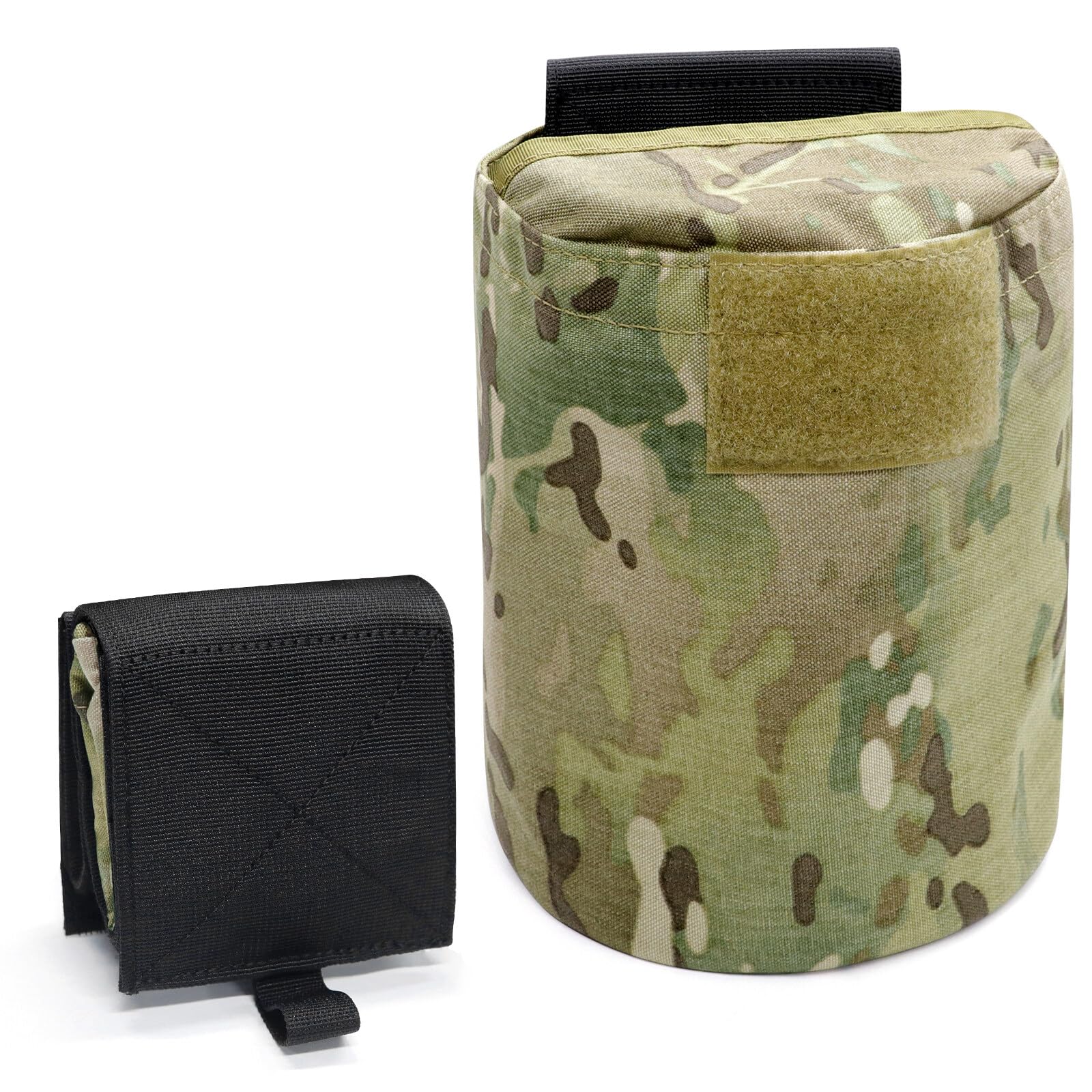 Qavctw Tactical Mag Pouch for Tactical Belt, Utility Hook-Loop Foldable Tactical Magazine Dump Pouch, Roll Up Mag Drop Pouches for Duty Belt for Shooting Range Hunting Comba