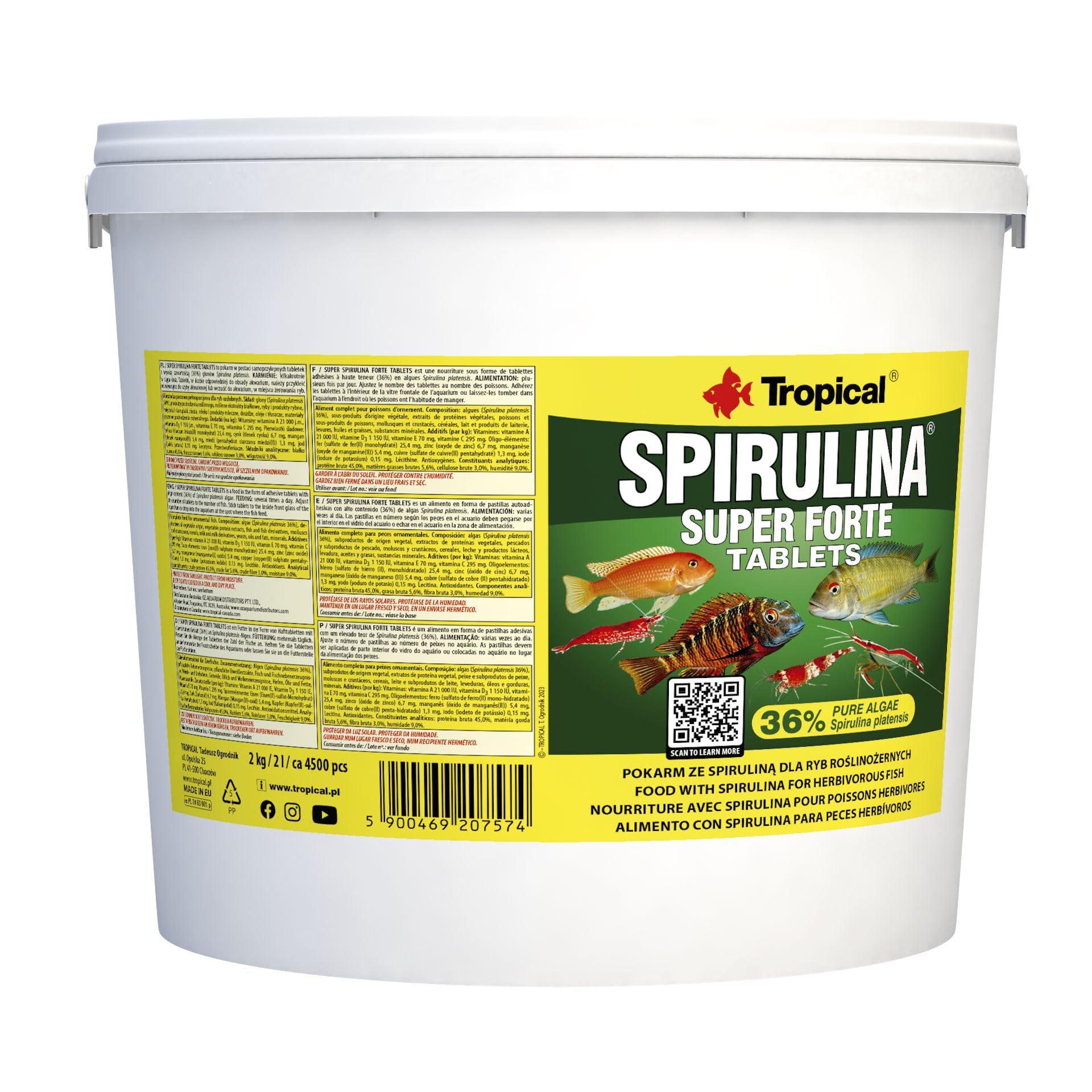 Tropical Super SPIRULINA Forte Tablets 2L / 2kg - Mangime con spirulina per Pesci erbivori