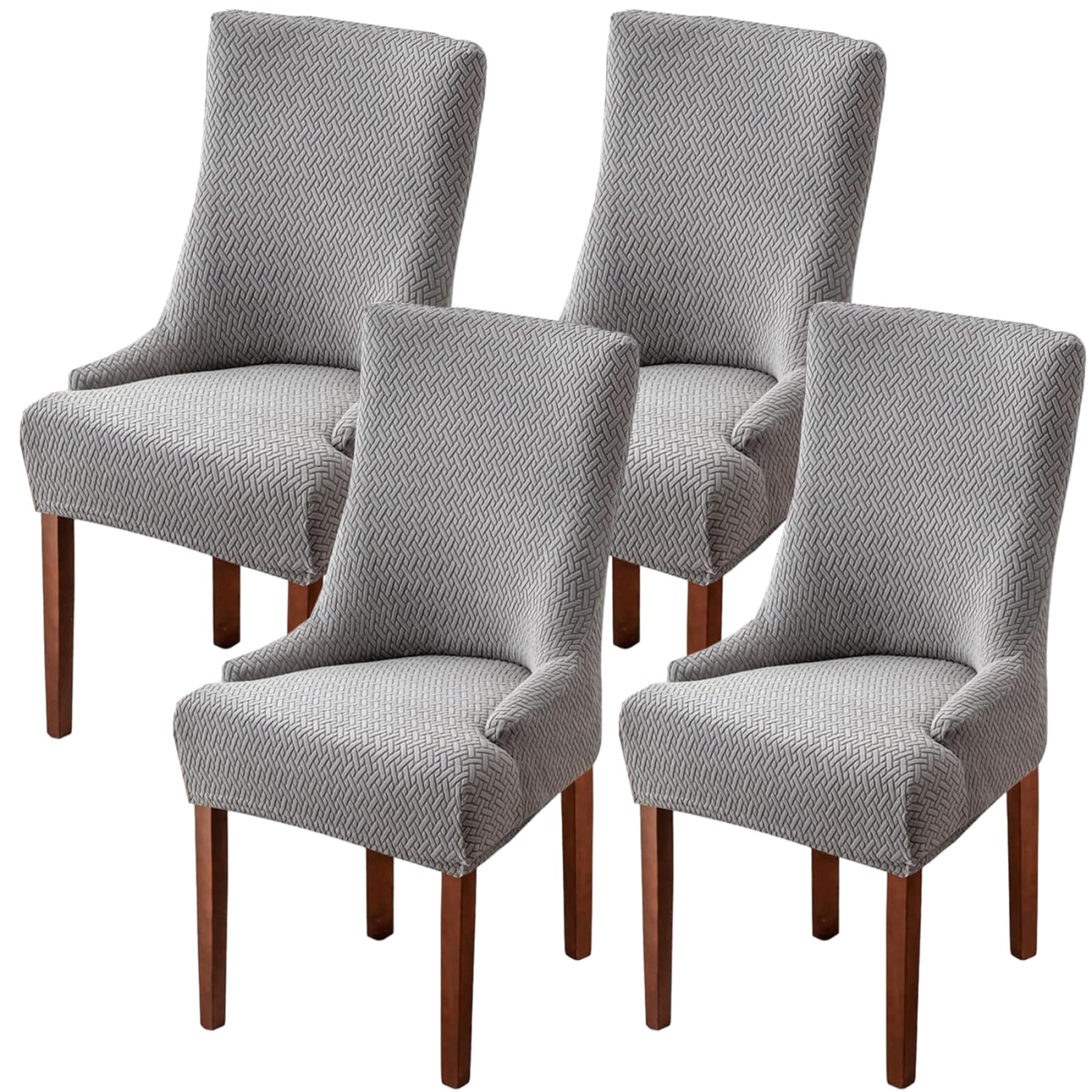 Fundas de silla de ala elásticas gris claro y protector de muebles 4 piezas