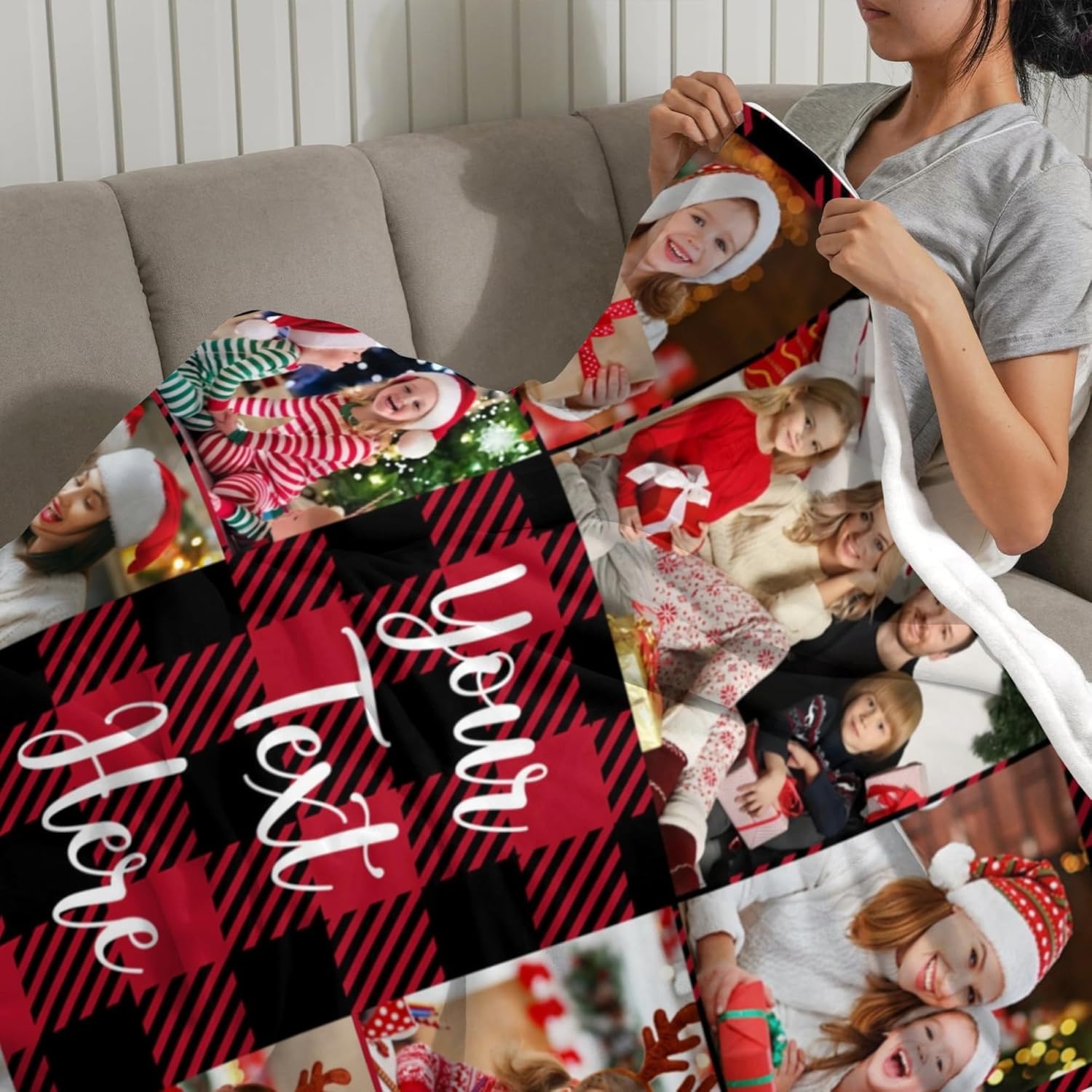 FolHaoth Custom Blanket with Photos Text Custom Photo Blanket for Girlfriend Boyfriend Gifts Personalized Blankets for Adults Birthday Christmas Halloween Fathers Mothers Valentines Day Gifts Christmas-10photos image 2 of 6 B0DJ2X9MYT