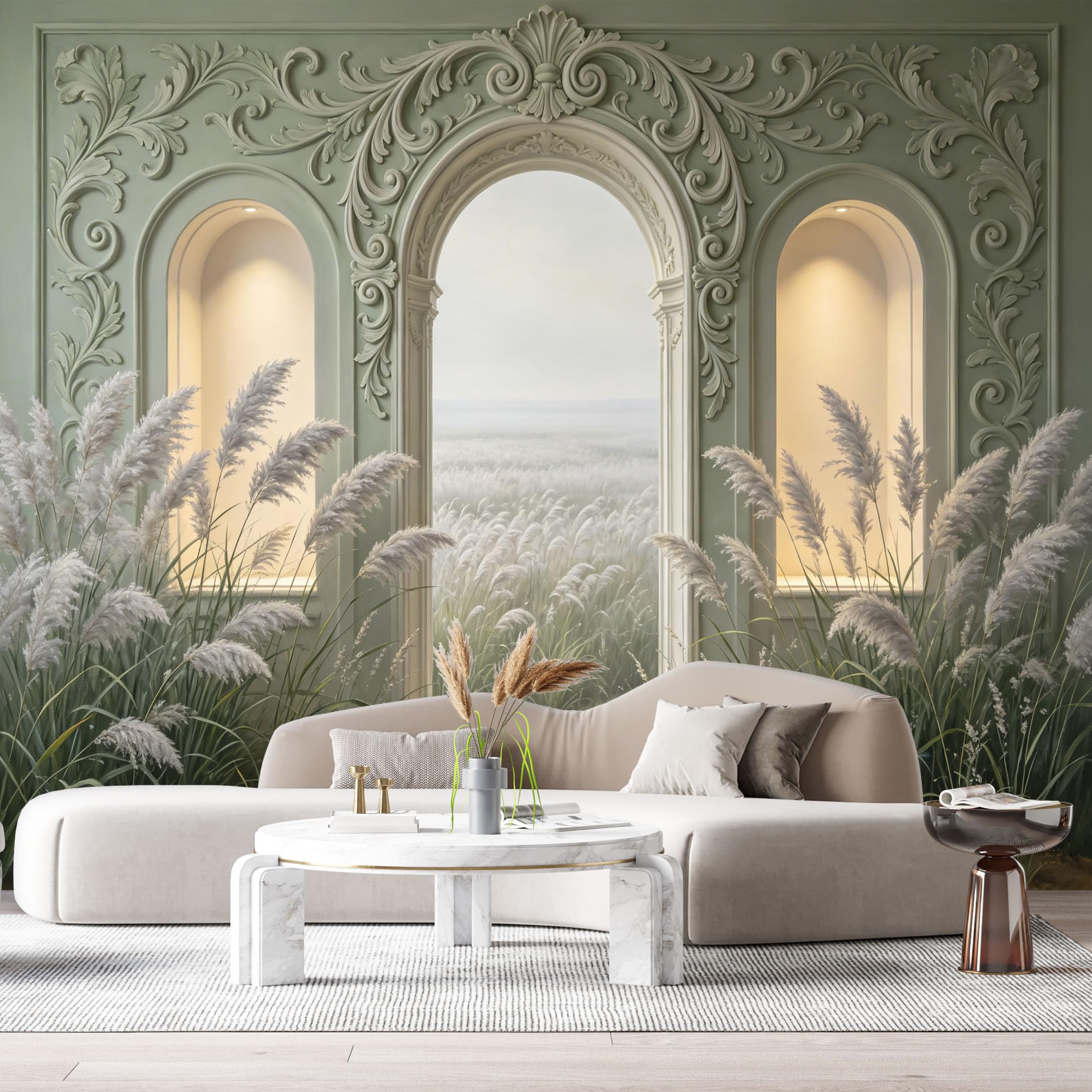Custom Size Wall Murals Archway Misty Horizon Coastal Landscape 3D Trompe L'Oeil SelfAdhesiveWall Fabric Removable Wallpaper Wall Decor for Living Room Bedroom Bathroom