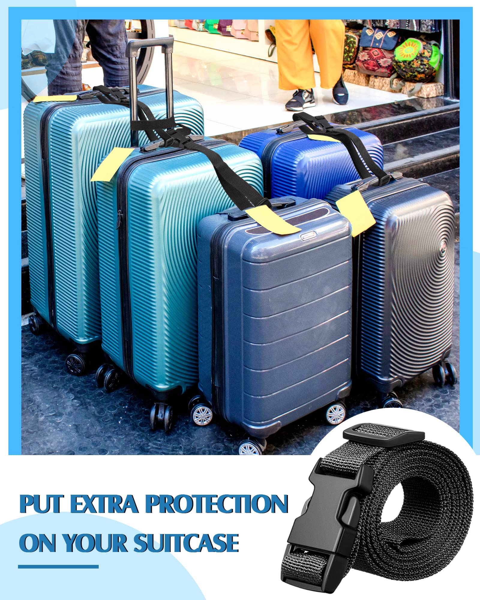 Paquete de 30 Correas de 78 x 1 Pulgada con Hebilla de Equipaje, Correas de Equipaje Ajustables para Maleta, Correas de Utilidad con Hebilla