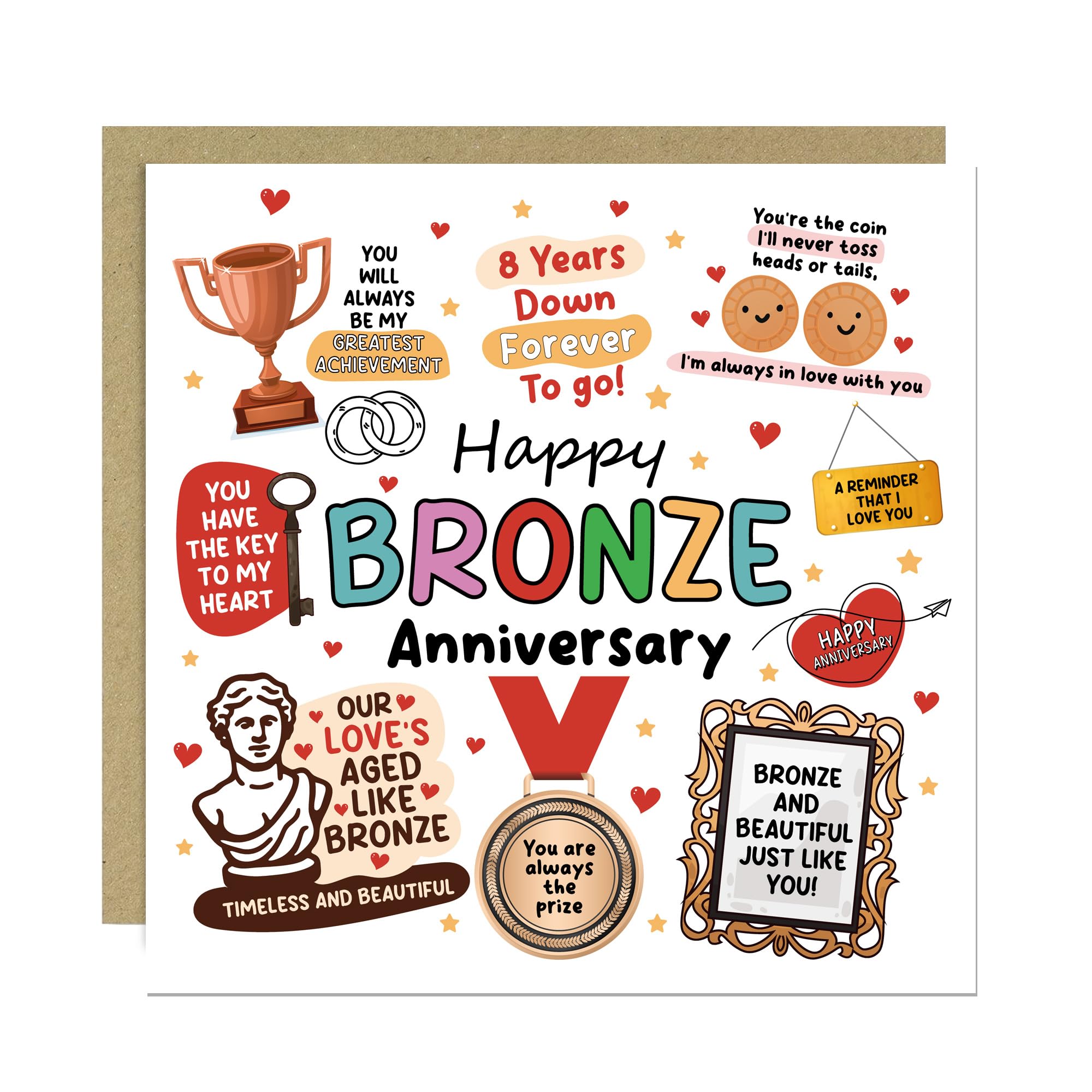 RED OCEAN Funny 1st Anniversary Card Paper Anniversary Cards For Husband Wife Couple For Her For Him With Kraft Envelope Included Romantic Gift For Anniversary (5th Anniversary Card)