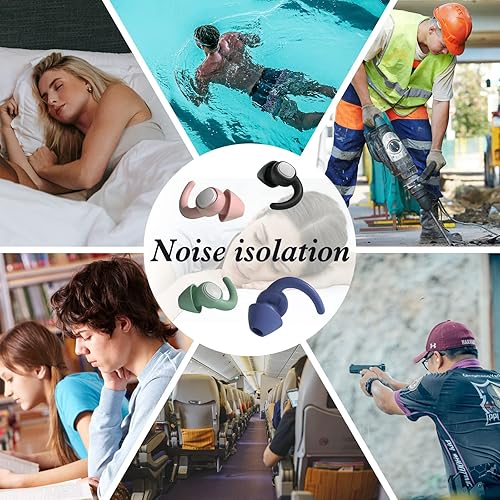Miniatura 6 de Tapones para los oídos para dormir, tapones de silicona reutilizables para protección auditiva, 2 pares de tapones para los oídos con cancelación de