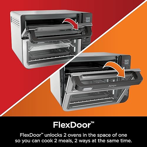 Miniatura 2 de Ninja Horno doble DCT401 12 en 1 con FlexDoor, FlavorSeal y acabado inteligente, convección superior rápida y parte inferior de freír al aire,