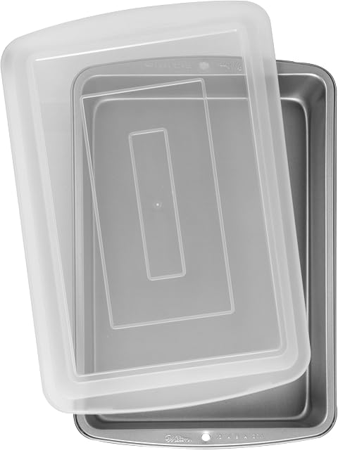 Wilton 2105-962 Rectangle Baking Tin, Recipe Right, Non Stick 33 x 22.8 x 5 cm (9 x 13in) , Silver