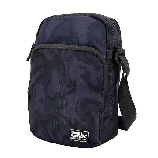 Eddie Bauer Jasper Crossbody Bag with Zippered Main Compartment and Adjustable Shoulder Strap, Frost Gray