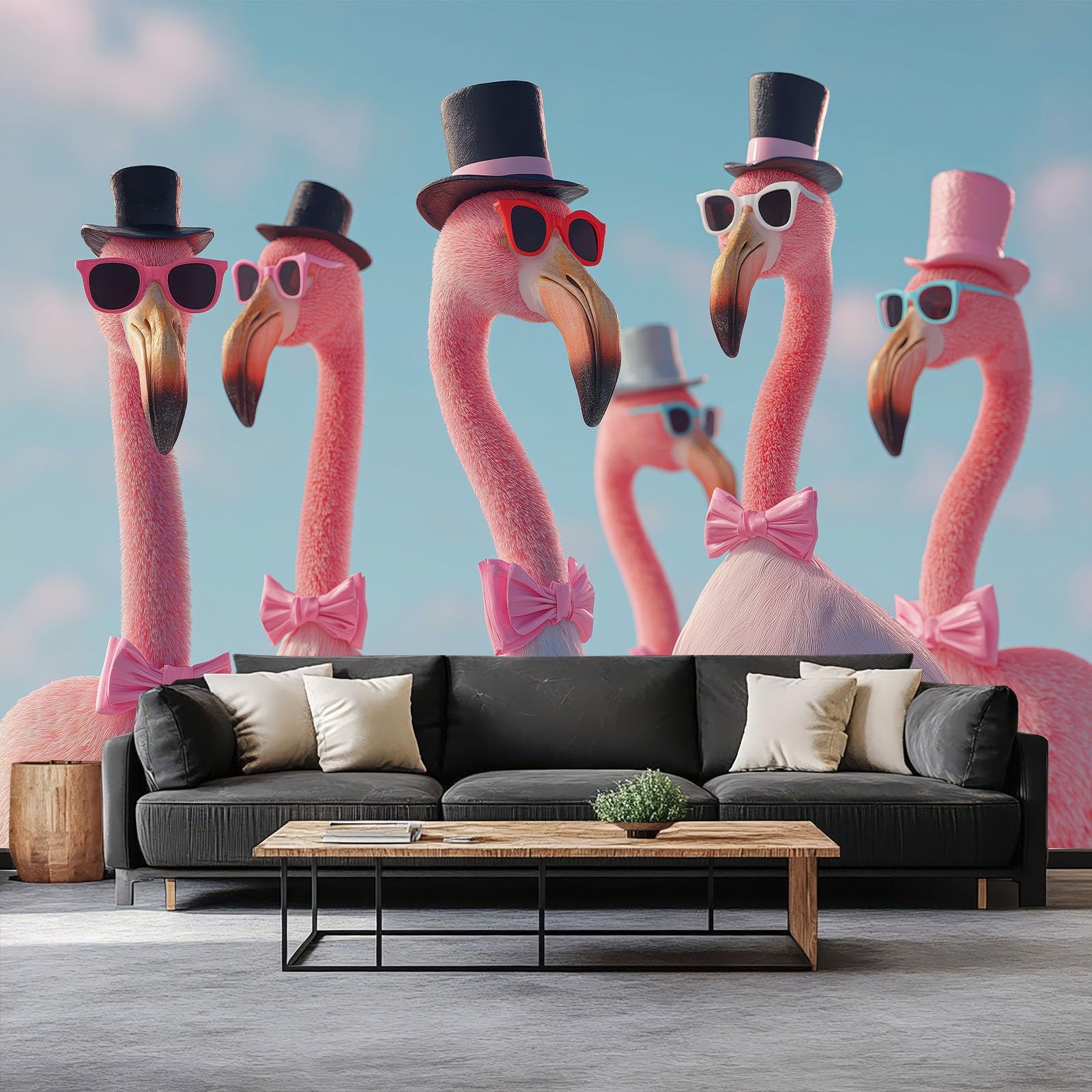 Papier peint réaliste flamant rose poster mural 350 x 256 cm
