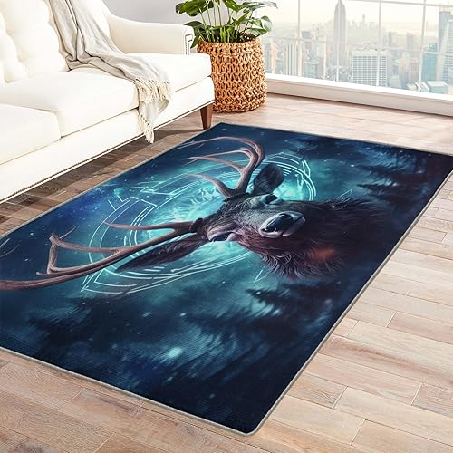 Miniatura 1 de Alfombra de ciervo y decoración del hogar, alfombra de 2 x 3 pies, alfombras de animales del bosque para entrada, sala de estar, dormitorio,