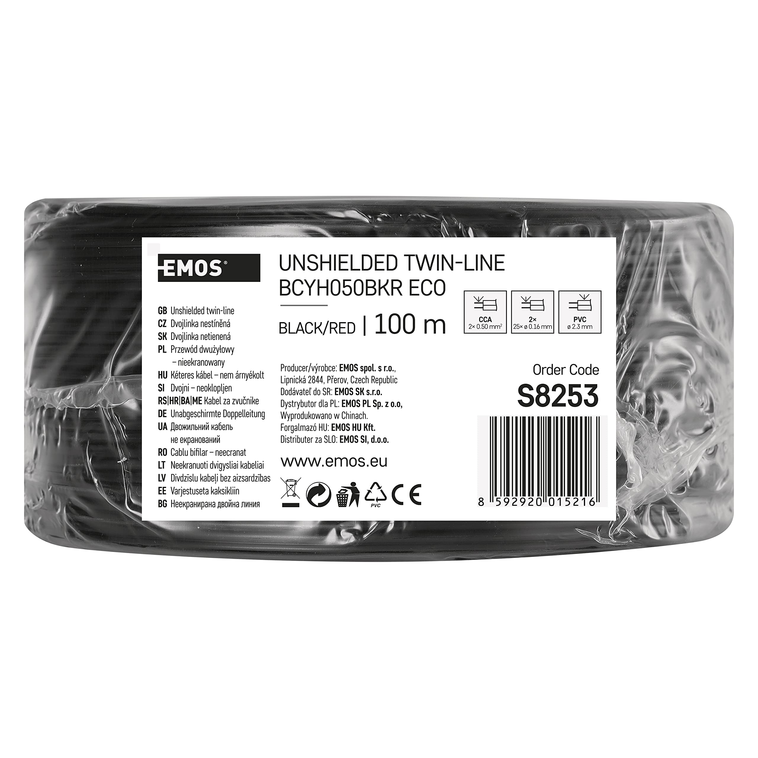 Emos Les ungeschirmte zweidr athle switched 2 x 0.5 mm black/red, 100 pieces, s8253, 2 x 0,50 mm2 - Image 2