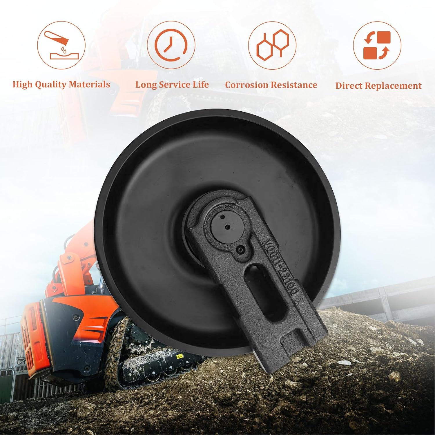 V0611-22100 Front Idler Fits For KUBOTA SVL75 SVL75-2 SVL90 SVL90-2 SVL95-2S SVL97 SVL95-2SC Skid Steer V0521-22902 V0611-23103